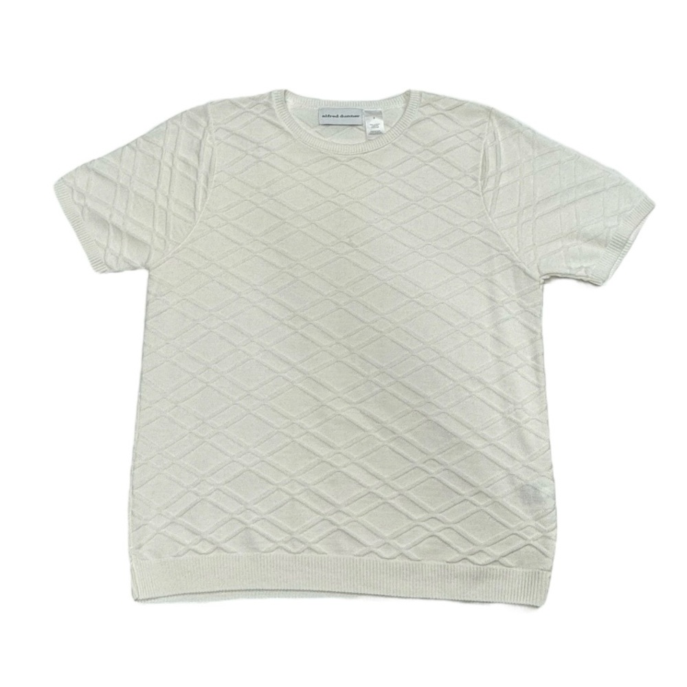 Alfred Dunner size small white 100% polyester short sleeve blouse / top.